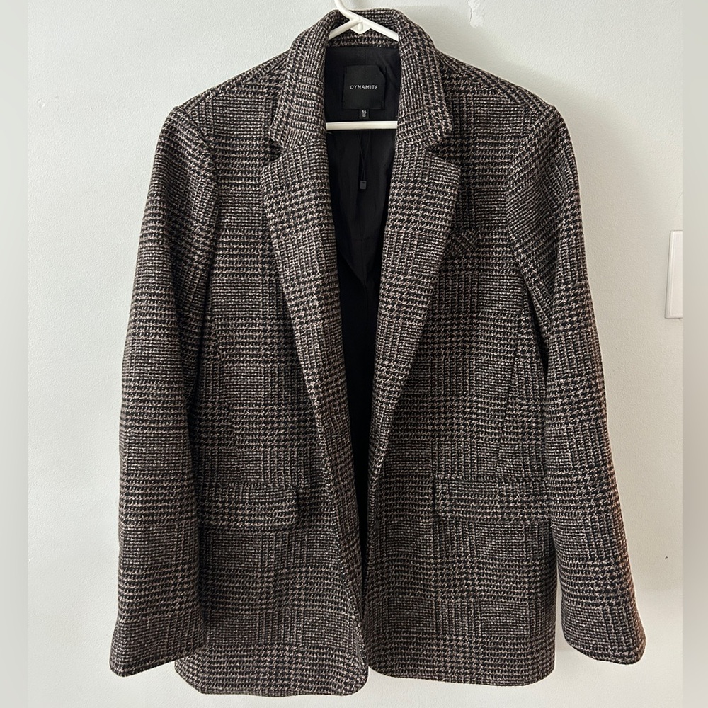Dynamite Black and White Plaid Blazer